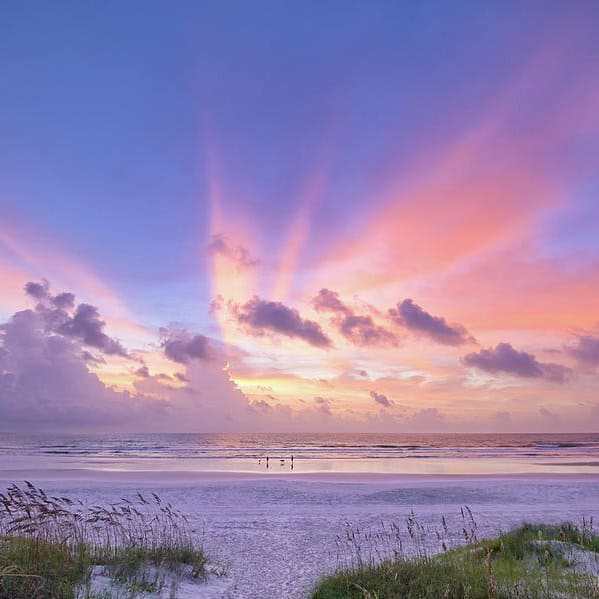 Beautiful beach at sunset, ideal for dog training in Butler Beach, FL.